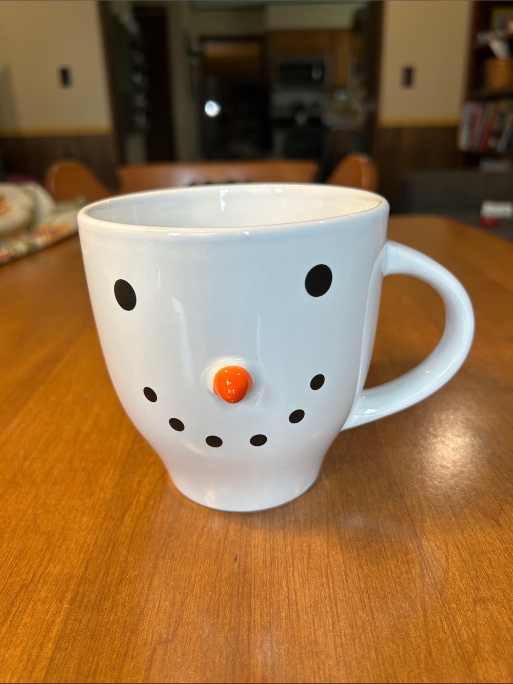 White Snowman Ceramic Mug with Orange Nose